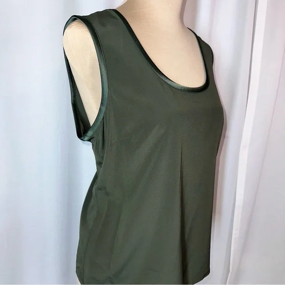 Vtg St. John Black Label Sz 10 Top Green Silk Blend Sleeveless Tank Luxury Layer - Picture 3 of 12